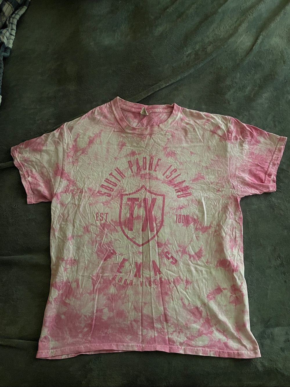Gildan Texas South Padre Island Pink Tie-Dye Graphic Tee